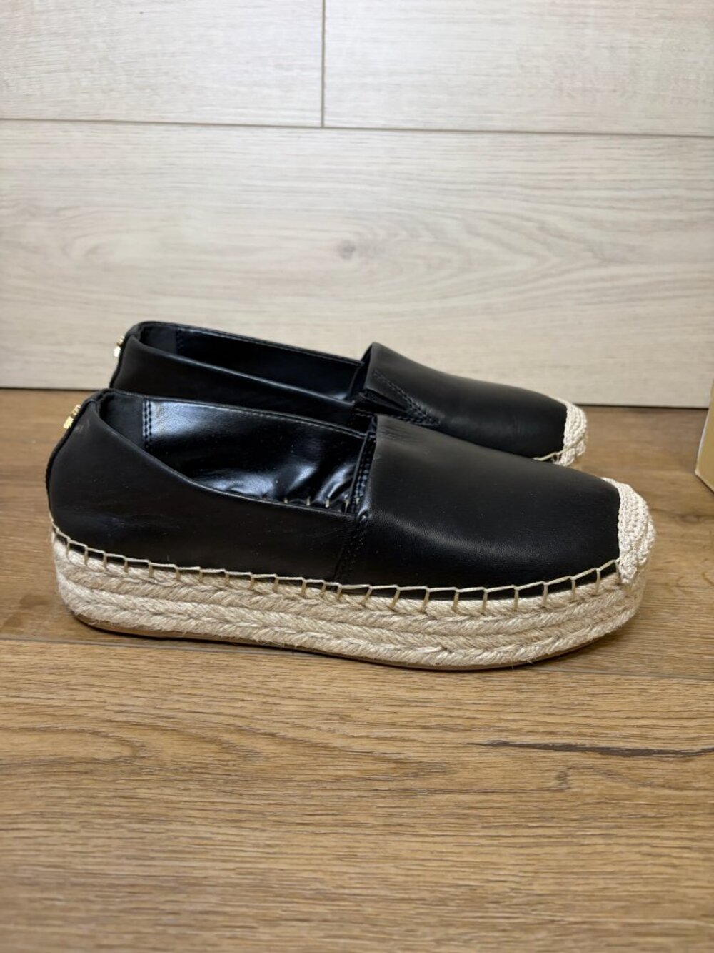 Michael Kors Black Leather Espadrille Luxury Women's 6.5